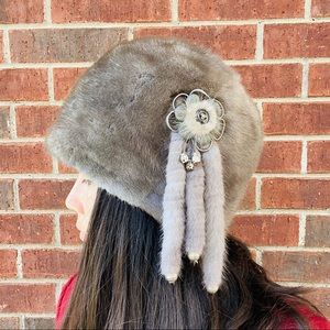 Russian Mink Fur Cossack Zhivago Flower Tassel Hat